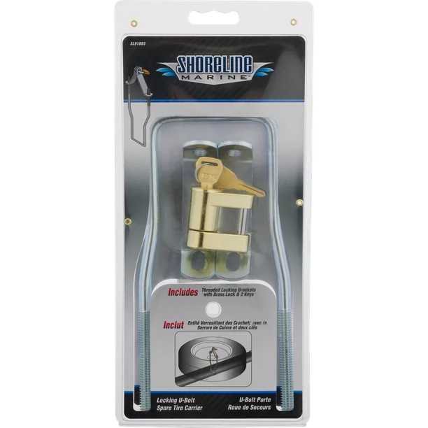 Shoreline Marine Locking U-Bolt Spare Tire Boat Trailer Carrier.