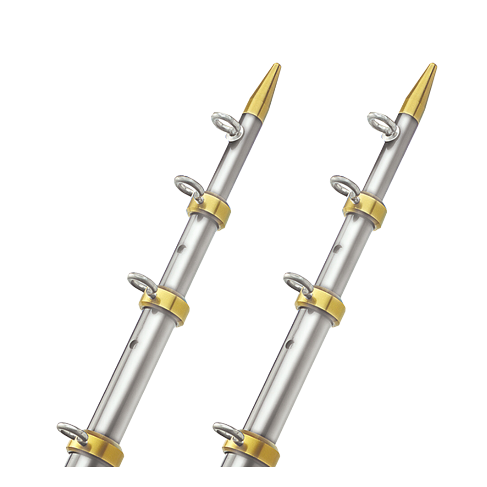 TACO Marine® HD 15' Tele-Outrigger Aluminum Outrigger Poles 1-1/2” Base