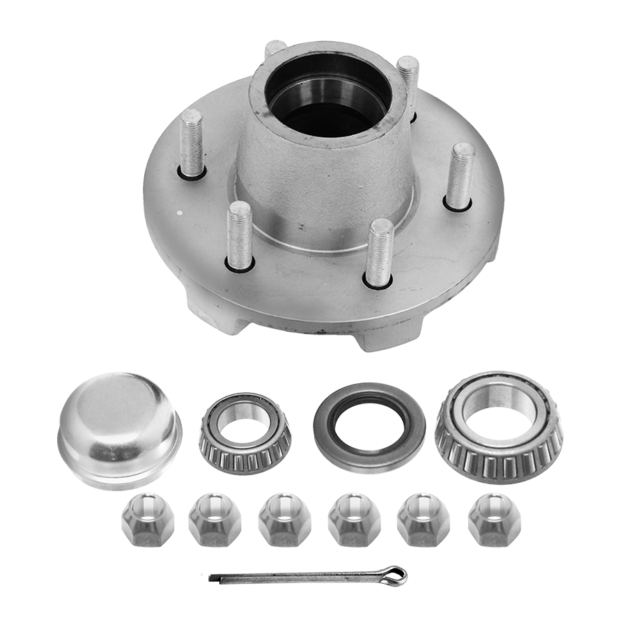 WaterLand Trailer Idler Hub Assembly 1-3/4" x 1-1/4" for 3,000-lb Axles - 6 Lugs on 5-1/2".