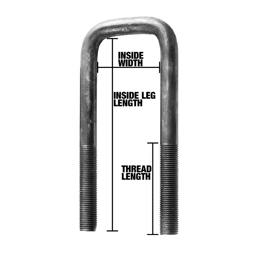 WaterLand Boat Trailer U-Bolt Square Galvanized 3/8" Inch 3"