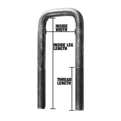 WaterLand Boat Trailer U-Bolt Square Galvanized 3/8" Inch 3"