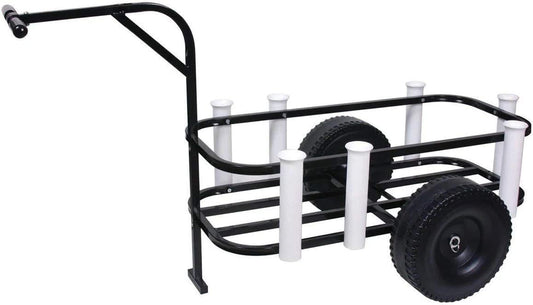 SEA STRIKER Deluxe Surf Pier Cart Pneumatic Wheels 7-PVC Rod Holders