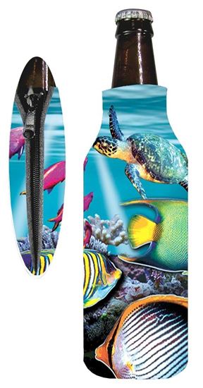 Marine Sports 4915REE Reef Scene Zipper Bottle Coolie Seascape Insulated Can / Bottle Kooler and Holder 4 Color Process
