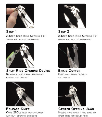 Shimano Fishing Baysteel 12 Plier Split Ring Multi Tool w Sheath