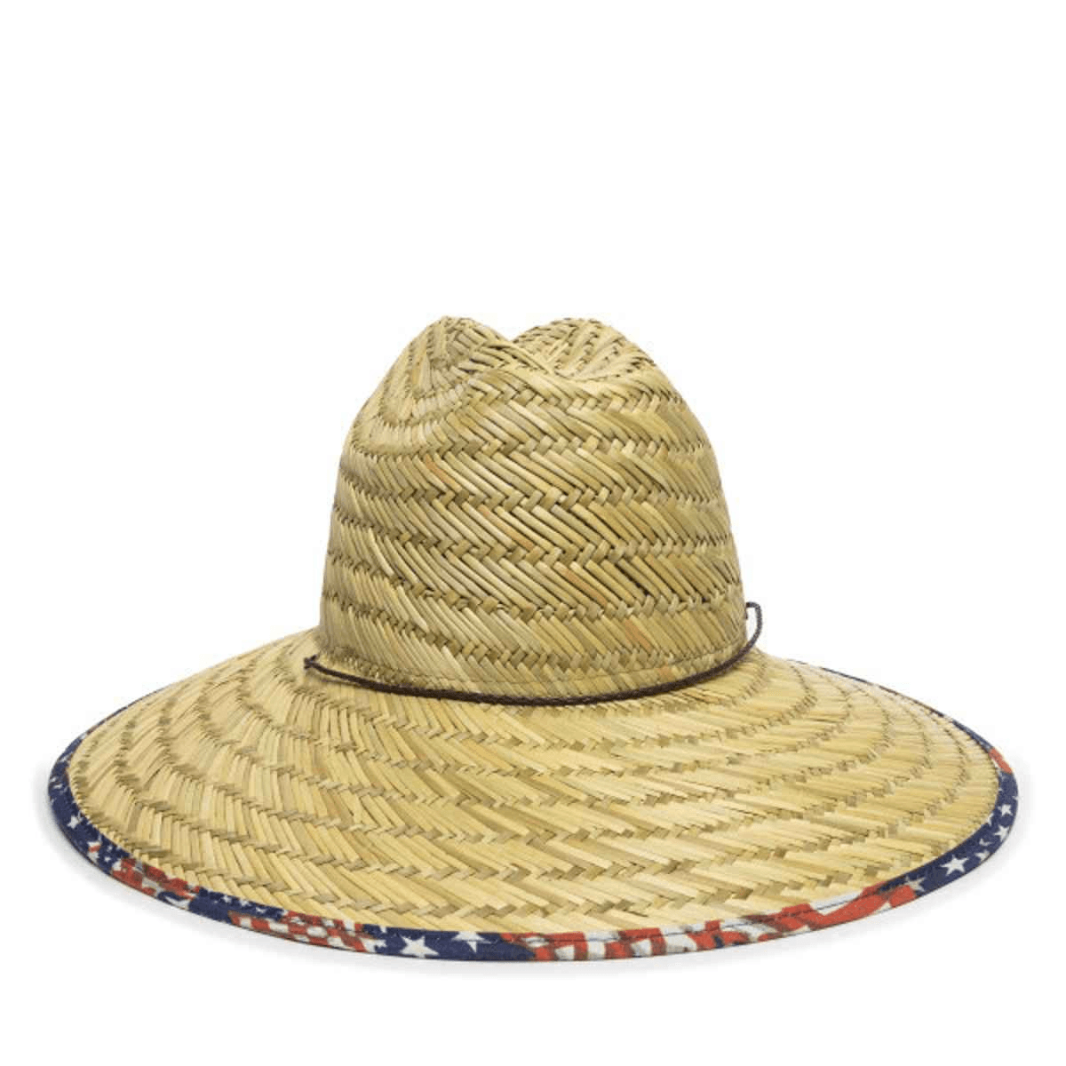 Outdoor Cap STW-300 Lifeguard Straw Hat Natural w/ American Flag.