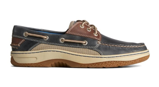 Sperry Billfish™ 3-Eye Boat Shoe - Flat Heel - Navy/Brown - Size 12.