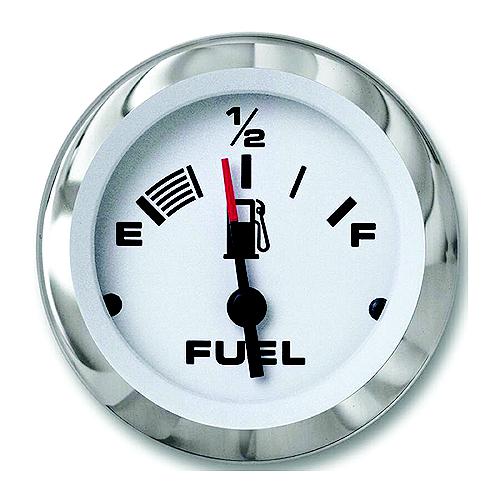 Sierra 65496P Lido Series 2" White & Stainless-Steel Fuel Gauge.