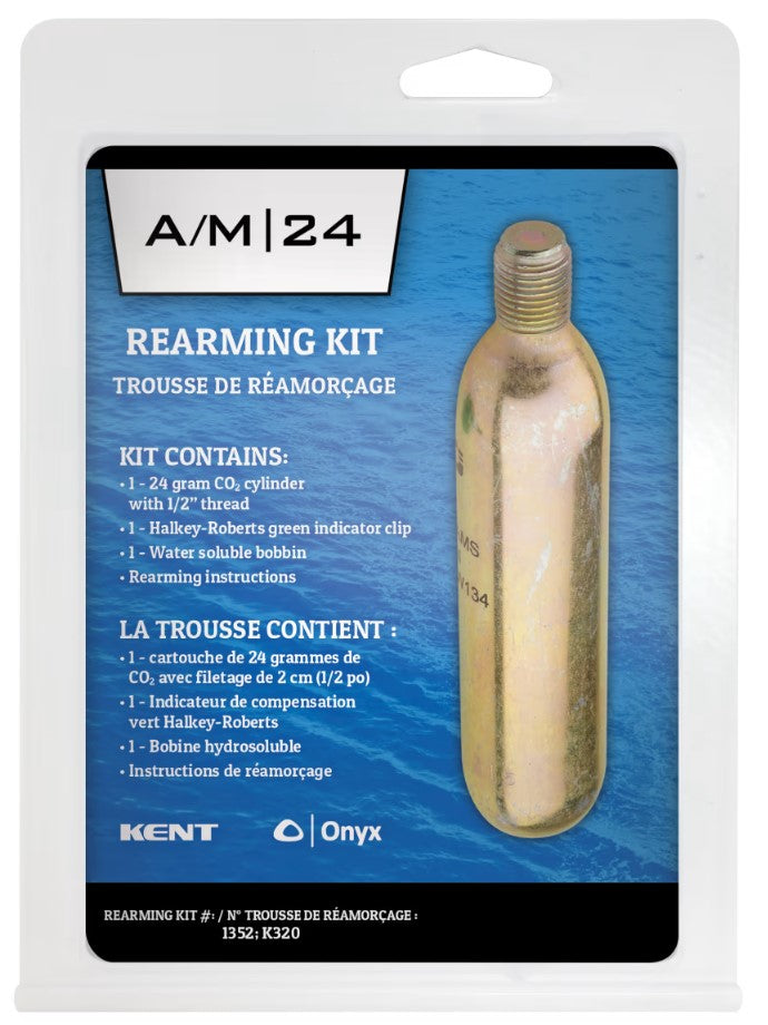 Onyx A/M-24 All-Clear Rearming Kit CO2 Cylinder, 24 Grams for Auto/Manual Adult Universal PFD.