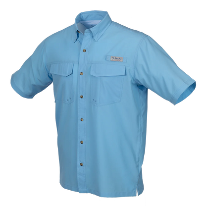 Bimini Bay Placid Blue Flats V Men's Short Sleeve Shirt Featuring BloodGuard Plus