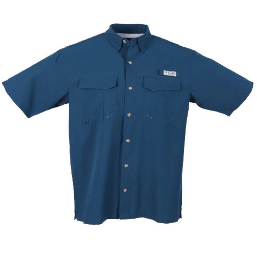 Bimini Bay Teal Blue Flats V Men's Short Sleeve Shirt Featuring BloodGuard Plus