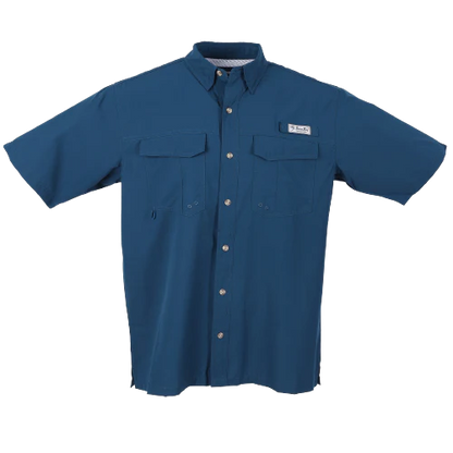 Bimini Bay Teal Blue Flats V Men's Short Sleeve Shirt Featuring BloodGuard Plus