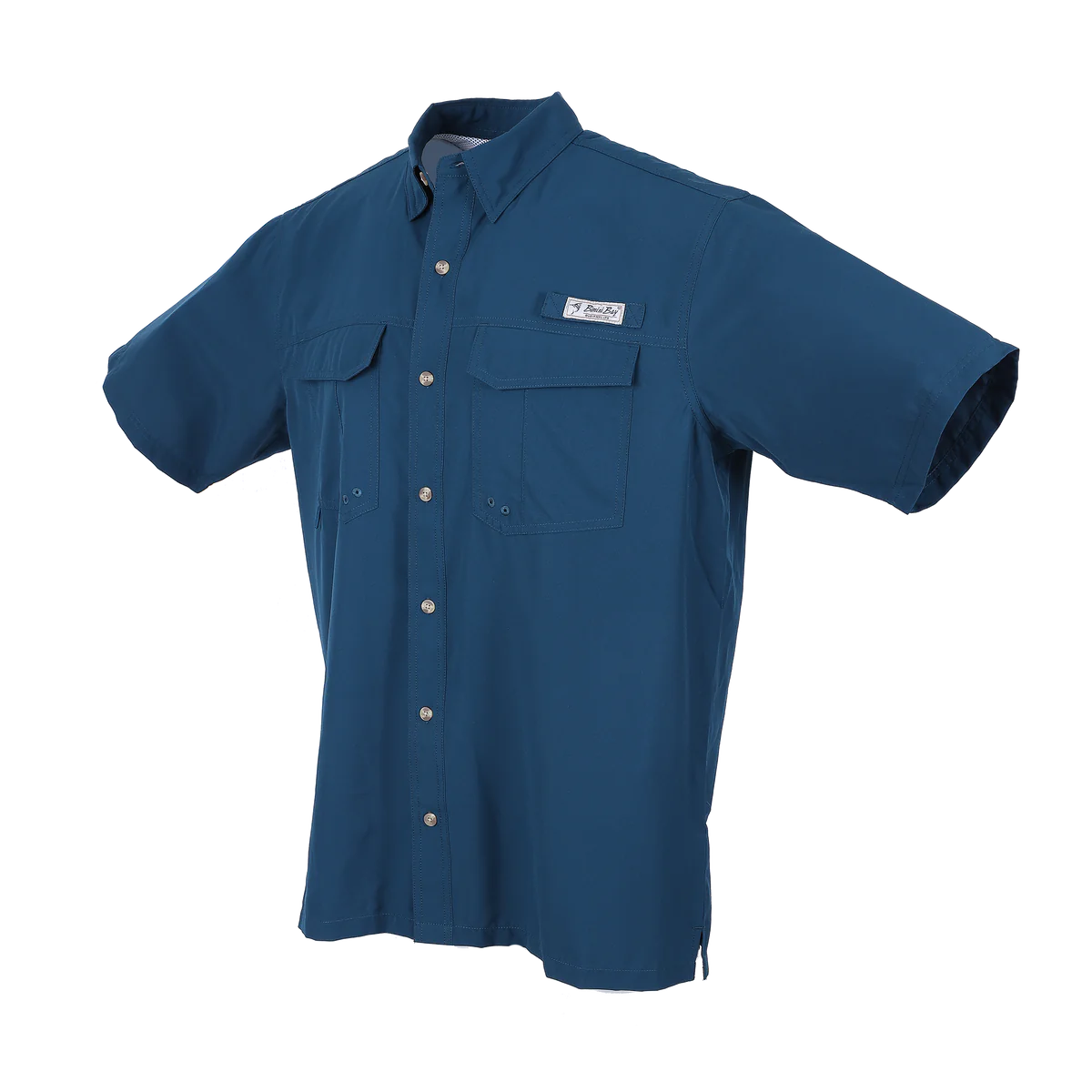 Bimini Bay Teal Blue Flats V Men's Short Sleeve Shirt Featuring BloodGuard Plus