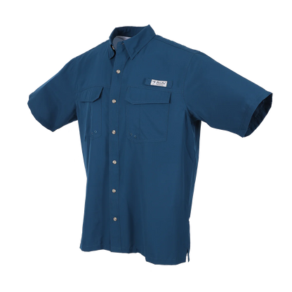 Bimini Bay Teal Blue Flats V Men's Short Sleeve Shirt Featuring BloodGuard Plus