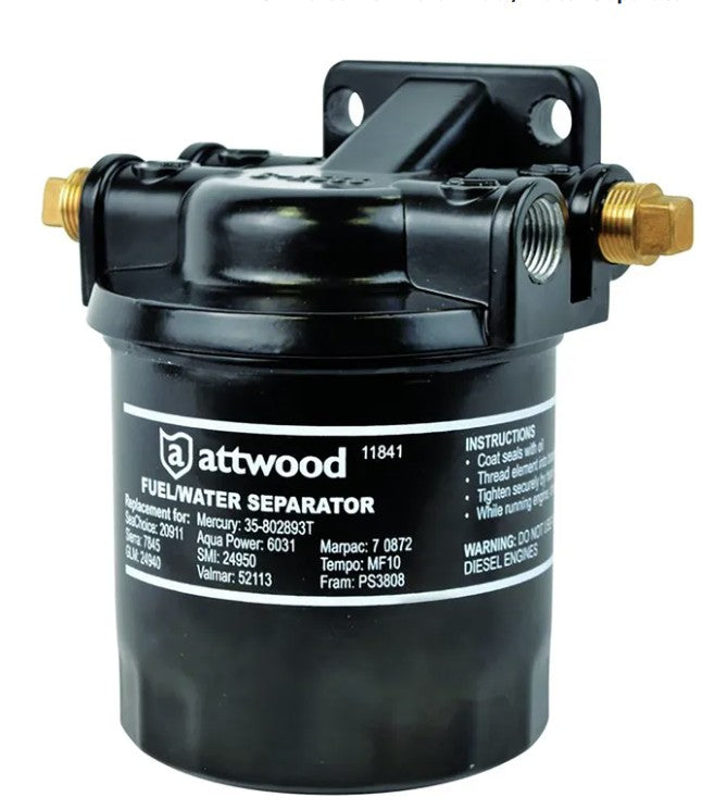 Attwood Universal Fuel/Water Separator Kit with Bracket.