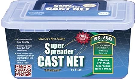 Fitec RS 750 L Series Cast Net 3/8" 4ft w/ Lead Clear Mono 4'.