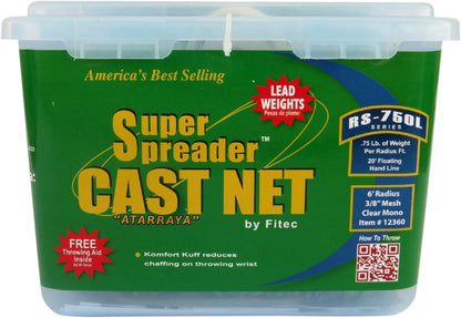 Fitec RS 750 L Series Cast Net 3/8" 6' w/ Lead Clear Mono.