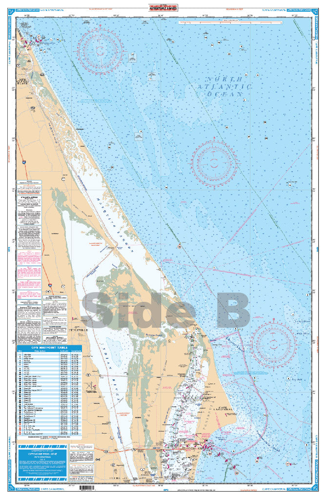 Cape Canaveral Offshore Fish and Dive Chart 124F