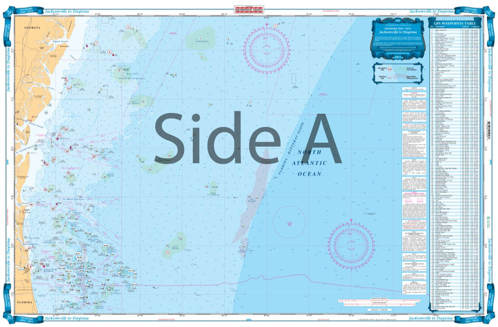 Jacksonville to Daytona Offshore Fish and Dive Chart 125F