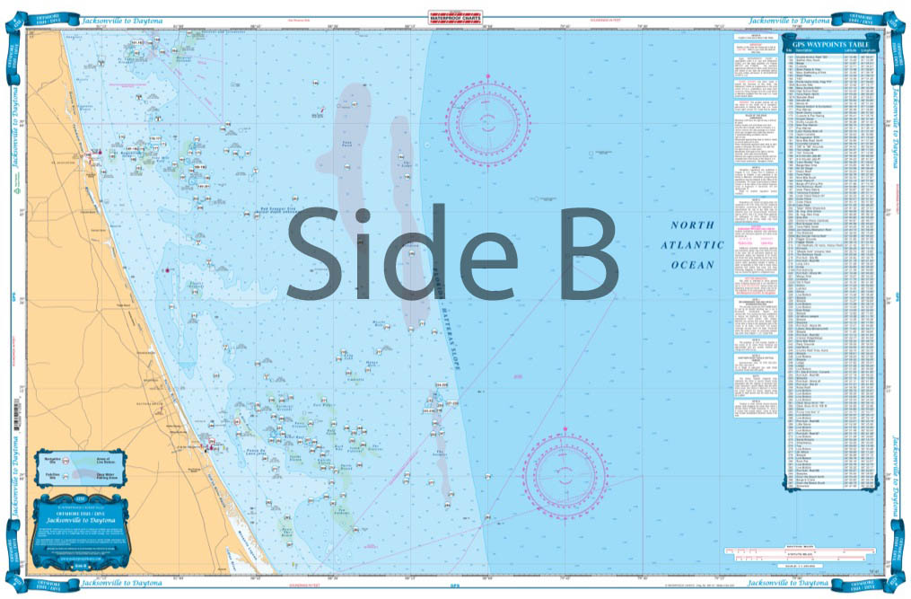 Jacksonville to Daytona Offshore Fish and Dive Chart 125F