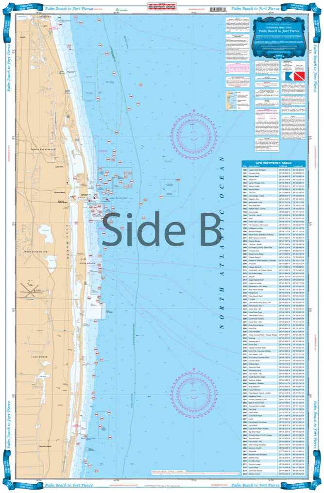 Waterproof Charts 127F Palm Beach to Fort Pierce Fishing Offshore