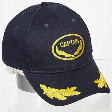 Adult (NAVY) Cotton Captain Cap Hat - Navy Blue.