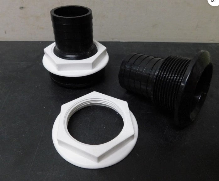 T-H Marine 1-1/2" - Straight Barbed Extra Short Thru-Hull - Black.
