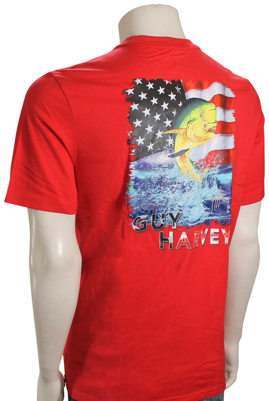 Guy Harvey American Marlin T-Shirt - Ribbon Red Medium