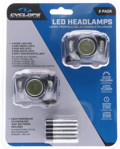 Cyclops CYC-HL210 210 Lumen Tactical Headlamp 2-Pack