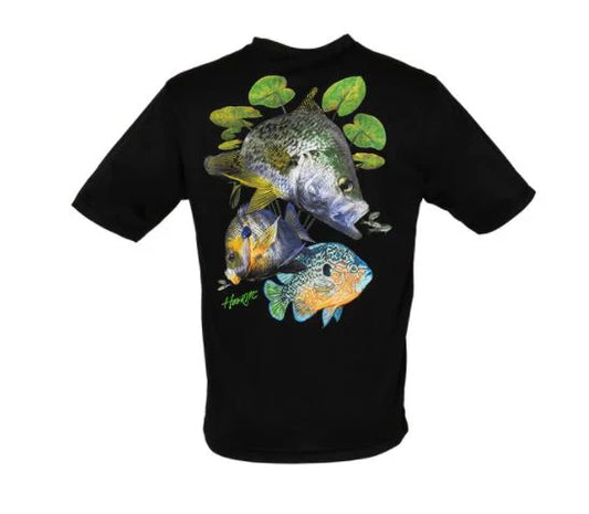 Hook M' Bimini Bay Panfish Slam Small Black Fresh Water Short Sleeve Performance Tee