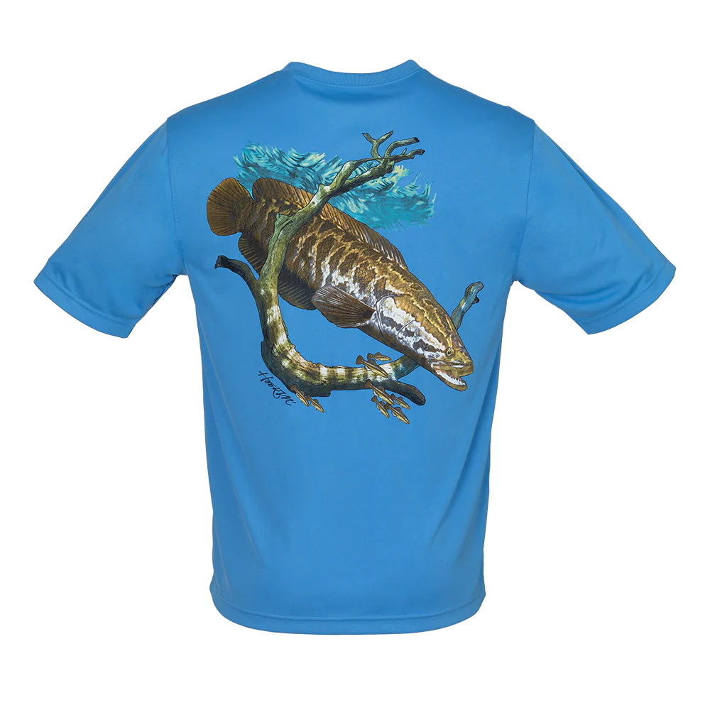 HOOK M' MEN'S FRESHWATER SHORT SLEEVE PERFORMANCE SHIRT - SNAKEHEAD MARINA