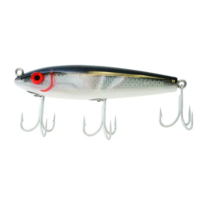 MirrOlure 7M Floating Twitchbait 3 5/8 3/8oz" Eyes, Green Back/White Belly/Silver Scale, Floating