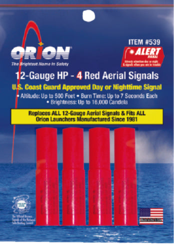 Orion Alert (4) 12-Gauge Aerial Flares - Red.