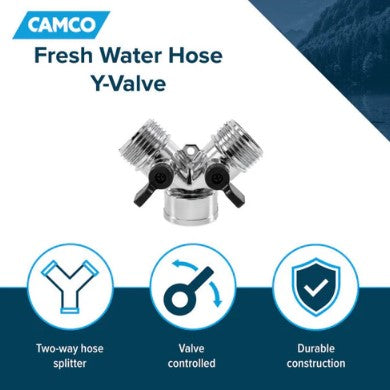 Camco's Metal Fresh Water Hose Y-Valve 20114.