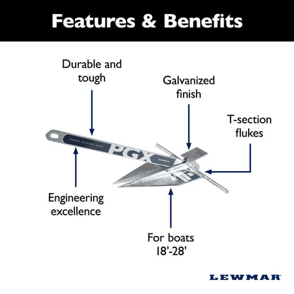 Lewmar PGX Galvanized Fluke Anchor - 8 lbs. 69001044
