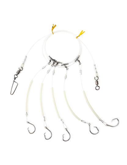 BLUEWING Deep Drop Rig Glow Tubes and Stainless Steel Hooks 300lbs 12/0