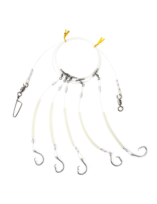 BLUEWING Deep Drop Rig Glow Tubes and Stainless Steel Hooks 300lbs 12/0