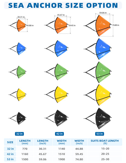 Bluewing Drift Sea Anchor 72" Orange 35-40' Boat