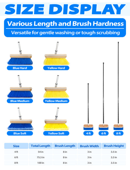 BLUEWING Heavy Duty Boat Deck Brush with Carbon Fiber Handle.