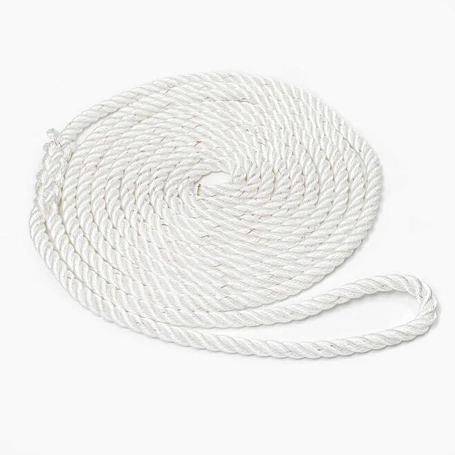 1/2"x25' Twisted Dock Line White Three 3 Strand