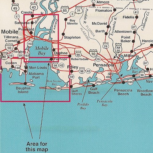 Top Spot Fishing Map N-222, Florida, Alabama, Mobile Bay Area.