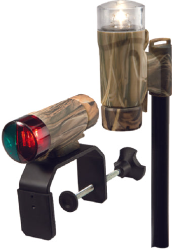 Attwood 141917 C-Clamp Mount Portable LED Nav Light Kit w/Threaded Pole, Real TreeMax-4 Camo.