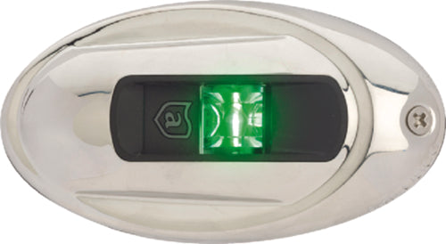 Attwood LightArmor LED Vertical Surface Mount Starboard Side (GREEN) Light, Oval.