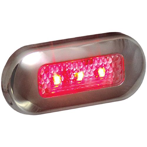 T-H Marine (RED) LED Oblong Courtesy Light 1.25" x 3" with Stainless Steel Bezel.