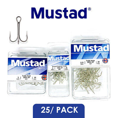 Mustad 3551-DT Mustad Treble Hooks 25 Pack