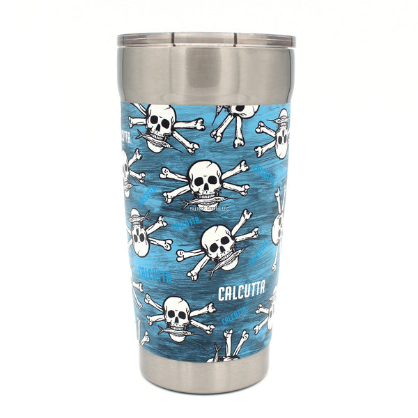 Calcutta Stainless Steel Double Wall Vacuum Seal Traveler Cup 20oz w/Lid Repeat Skull pattern