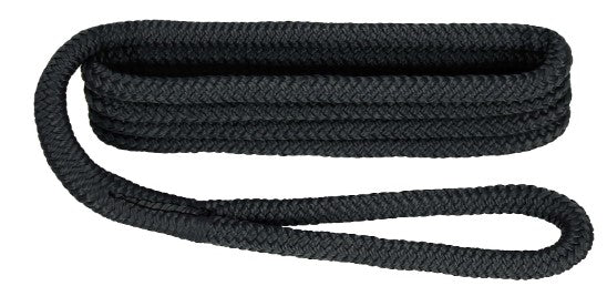1/2"x20' Double Braid Dock Line Black Nylon.