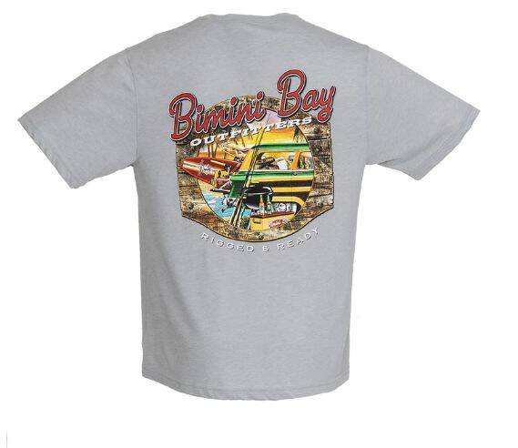 Bimini Bay Light Gray Men's Rigged And Ready Classic Outfitters Short Sleeve Graphic Tee