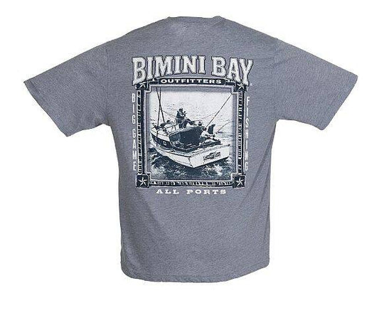 Bimini Bay Large Classic Outfitters Short Sleeve Tee - All Ports Dark Gray