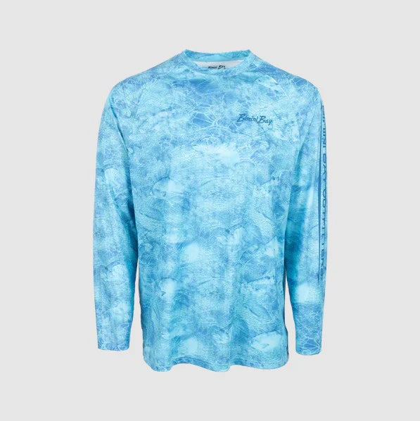 BIMINI BAY MEN'S FISH HEADS SUBLIMATED LONG SLEEVE CREW Small