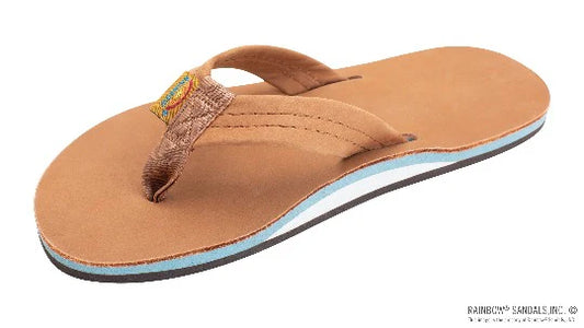 Rainbow Sandals Men's XXXL Size 13.5-15 Tan Leather Strap Blue Brown Sole 301ALTS0